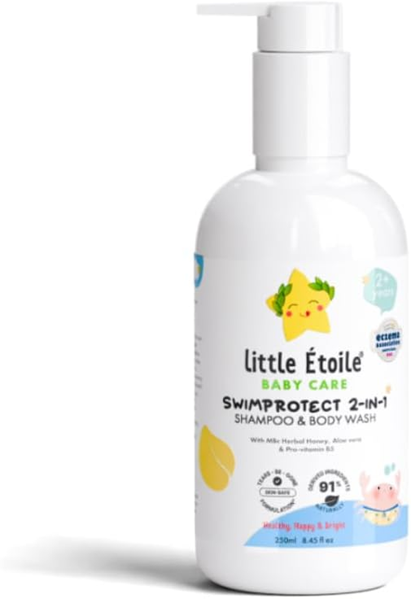 Little &Eacute;toile Baby Care Swimprotect 2-In-1 Shampoo & Body Wash, with Mbc Herbal Honey, Aloe Vera & Panthenol, Naturally Ingredients, Free from SLS & Parabens, 250Ml