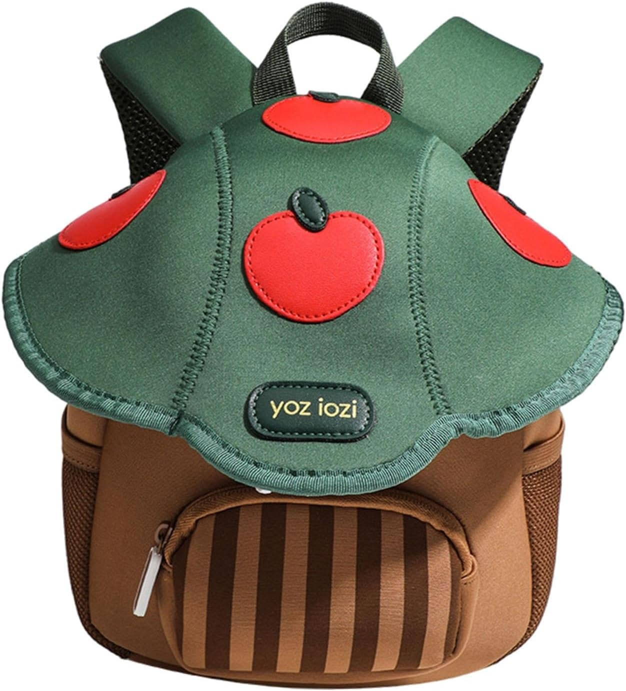 Mushroom Backpack Mini Travel Bag Novelty Outdoor Schoolbag for 3-6 Toddlers Green, 20X9X23Cm