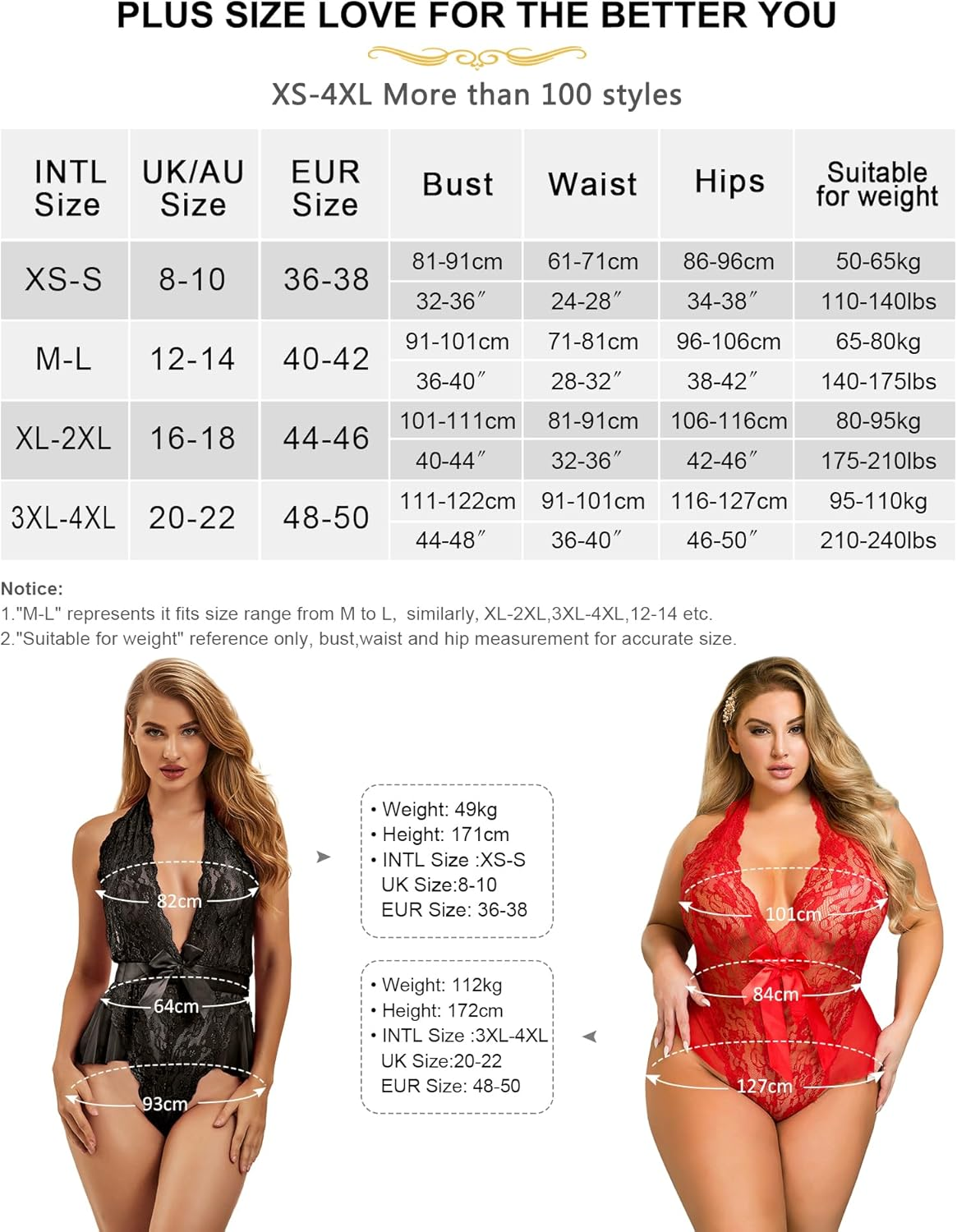 Ohmydear Women'S Lace Bodysuit plus Size Teddy Lingerie Set Sexy Babydoll Nightwear Deep V Neck Halter Negligee Outfit Clubwear Leotard Top Size 8-22 image number 4