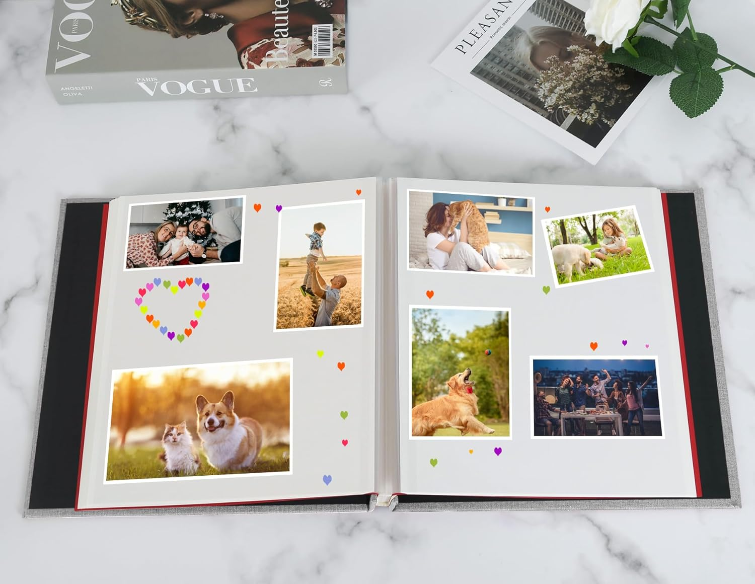Large Photo Album Self Adhesive 40 Pages with Stickers, DIY Album Scrapbook for 3X5 4X6 5X7 8X10 Pictures (Grey) image number 5