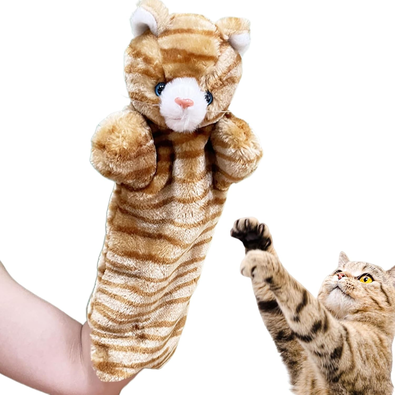 Cat Puppet Wrestler | Cat Rag Doll Wrestler | Sensory Stimulation Pet Kitten Hand Doll for Mental Stimulating Boredom Relief Entertainment Enrichment Indoor Exercise