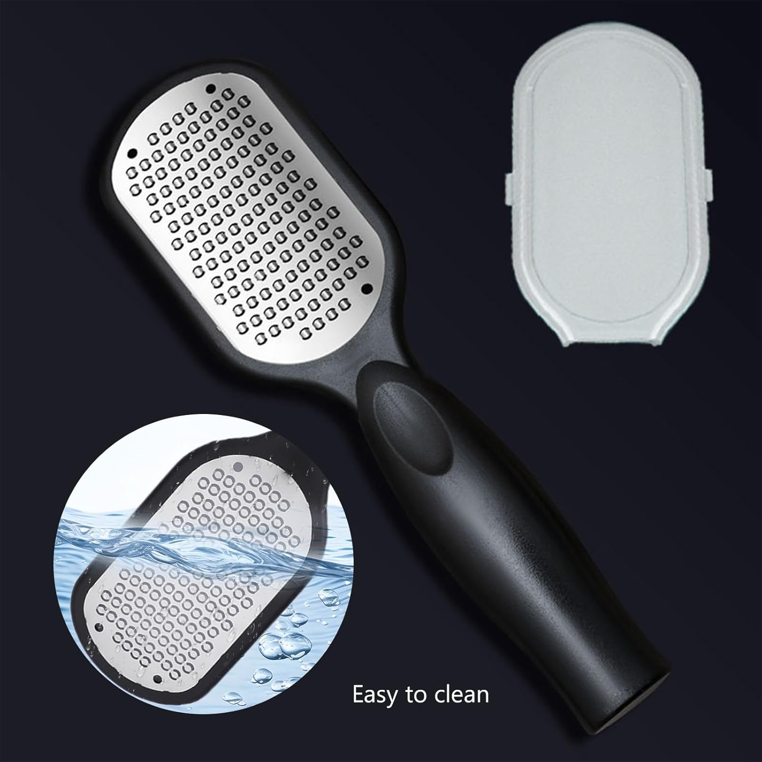 Agwenkui Foot File Callus Remover with Dead Skin Catcher - Foot File Callus Remover Tool for Mess-Free Pedicures, Effective Heel Scraper for Cracked Heel Treatment, Wet Dry Use Feet Rasp (Black)