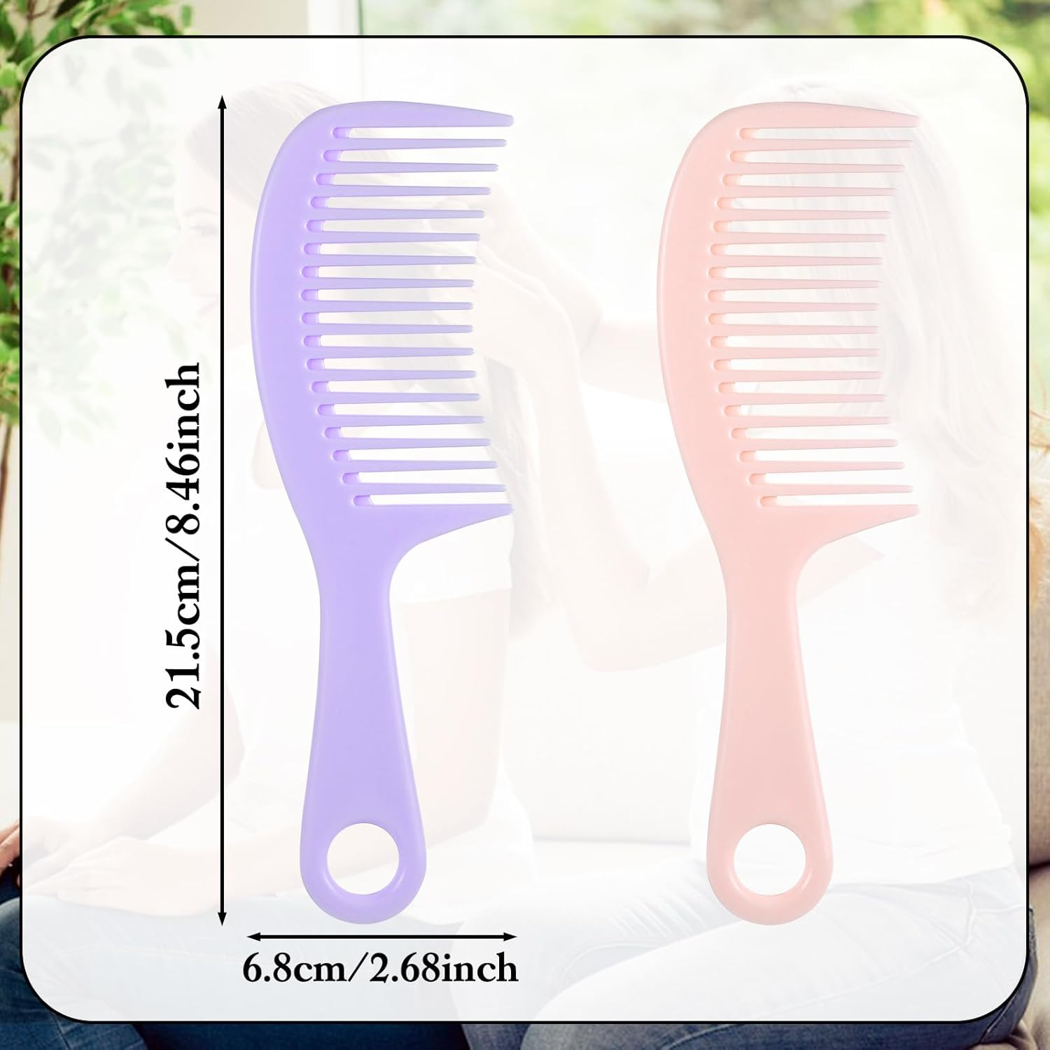 Ymapinc 2 Pcs Wide Tooth Combs for Women, Hair Comb Set for Large Hair Detangler Comb for Curly, Straight,Thick Long Detangling Hair with Hole for Wet and Dry Hair