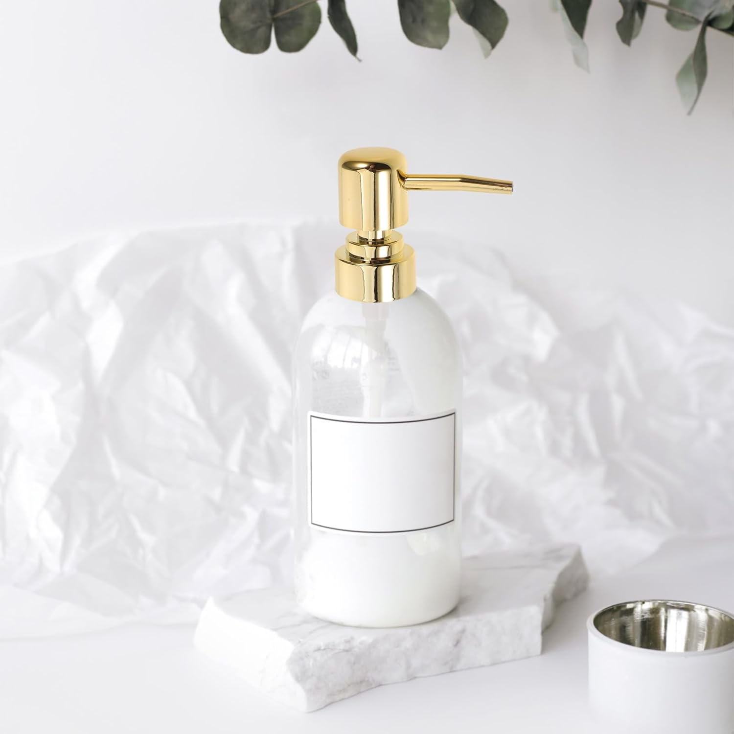 DECHOUS 8Pcs Soap Dispenser Pump - Gold Plastic Soap Pump for Lotion Shampoo - Fits Regular 28Mm Bottles - Replacement Dispenser Top for Kitchen and Bathroom Lotion Refill - Golden image number 3