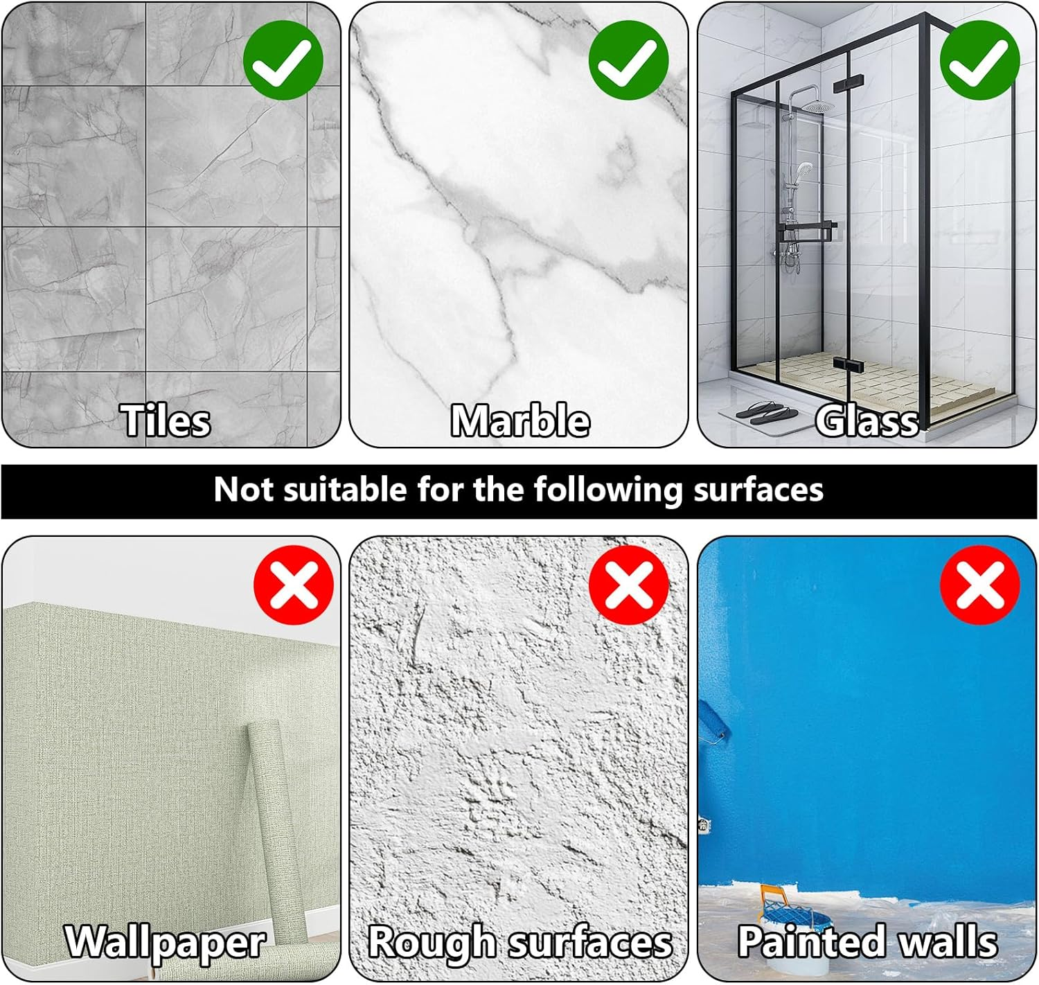 BTYMS 8 Pcs Stainless Steel Powerful Adhesive Hooks Black Load-Bearing Hook with Traceless Patch for Bathroom Kitchen and Wardrobe image number 4