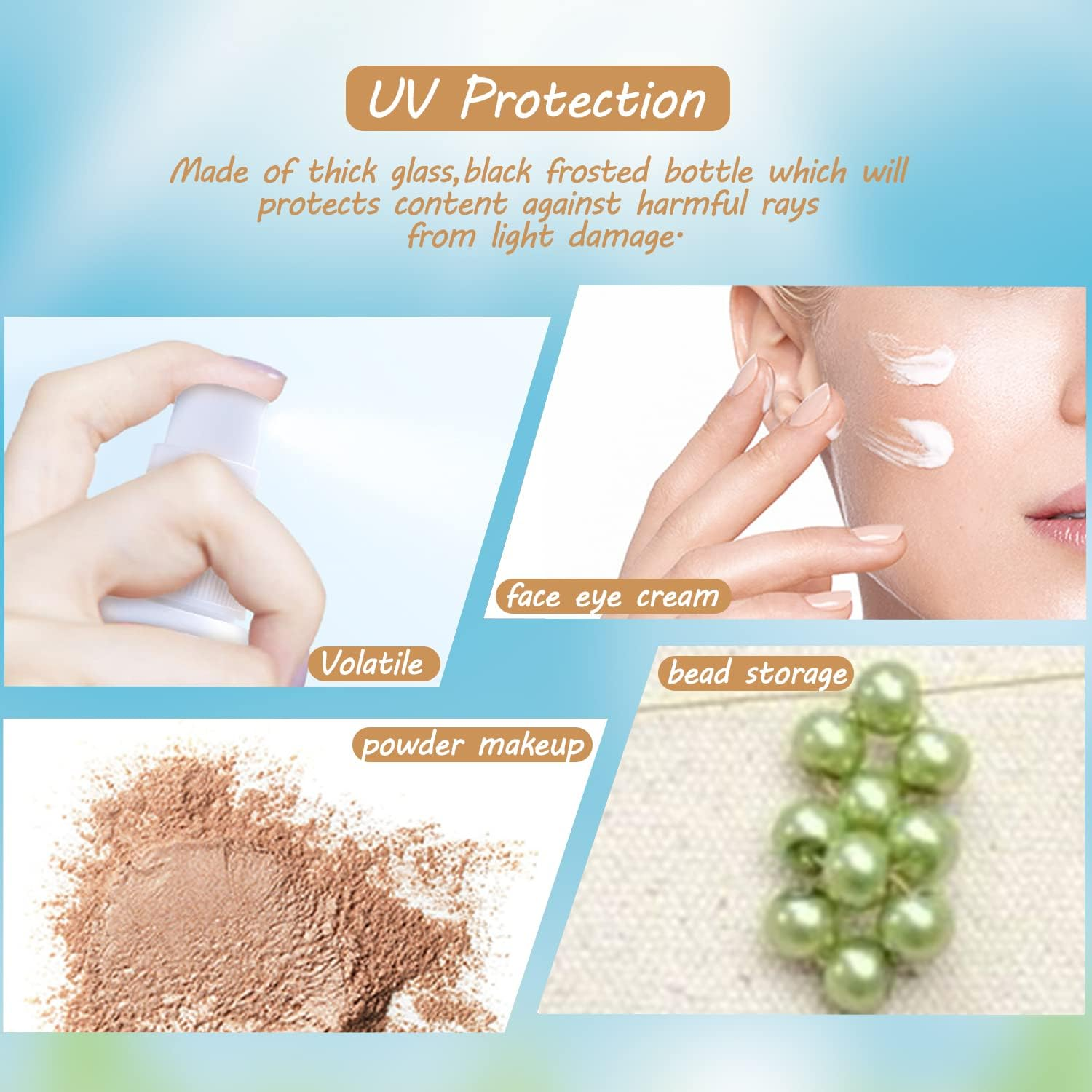 Dmuuudm 12 Pcs 1 Oz Frosted Cream Jar,Empty Refillable Glass Cosmetic Container Jars Holder with Inner Liner,Wood Grain Lid for Moisturizer,Foundation,Lotion,Ointment-Black