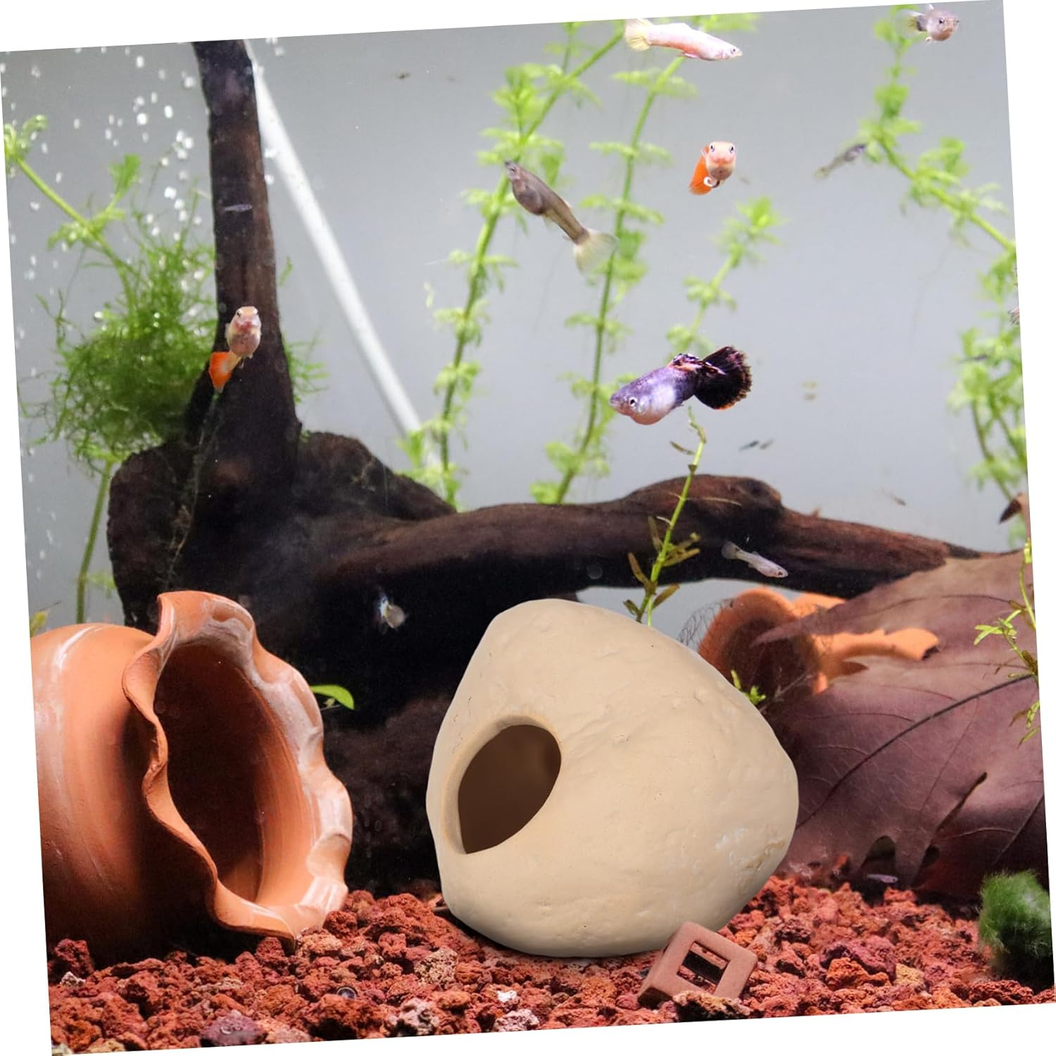 Hohopeti Stone Fish Tank Decor Hideout Cave for Fish Aquarium Versatile Pet Shelter image number 6