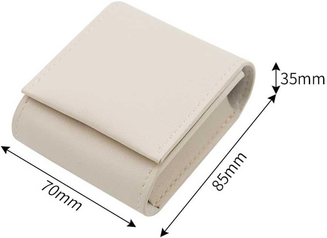 Teensery Leather Lipstick Case Portable Lip Gloss Bag Lip Balm Holder Case Lipstick Storage Box Organizer with Mirror for Women Ladies, 1 Piece, Beige image number 2