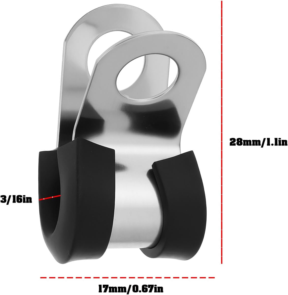 24Pcs Brake Line Clamps Rubber Lined P Clips for 3/16 Pipes Car Tools image number 6