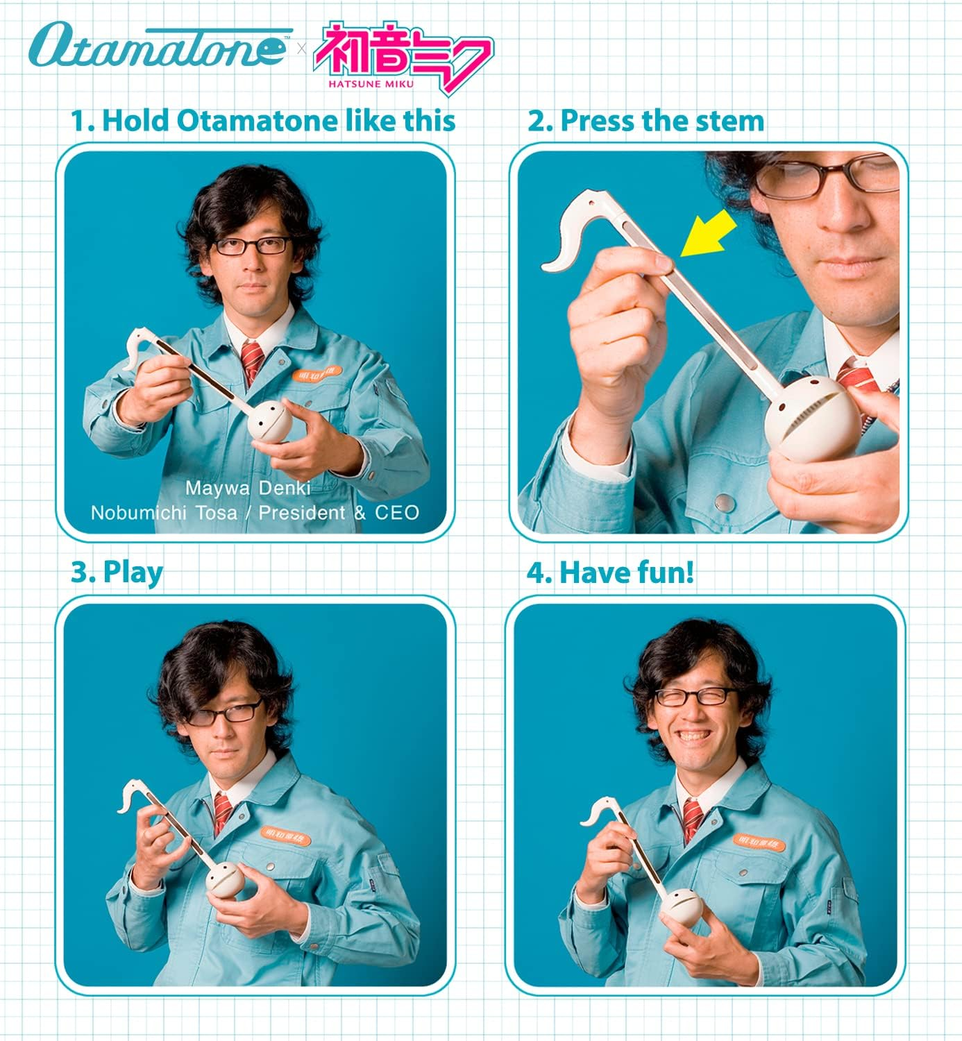 Otamatone Special Edition Hatsune Miku [Officially Licensed] Fun Electronic Musical Toy Synthesizer Instrument by Maywa Denki - Hatsune Miku image number 3