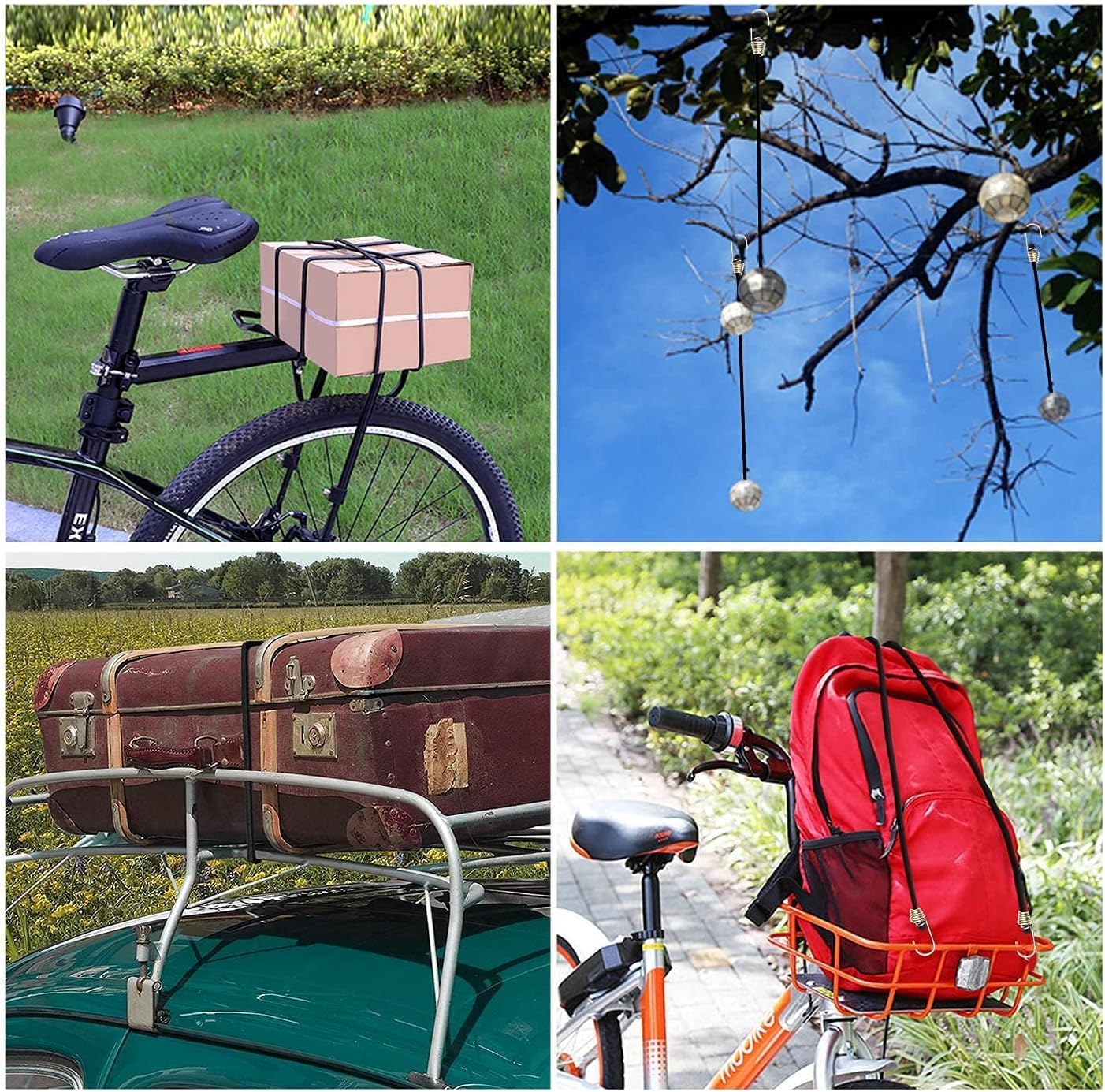 15Pcs Bungee Cords with Hooks, 9 Inch Rubber Small Black Bungee Cords with Carabiner Hooks for Camping, Bikes, Carrying and Organizing Things