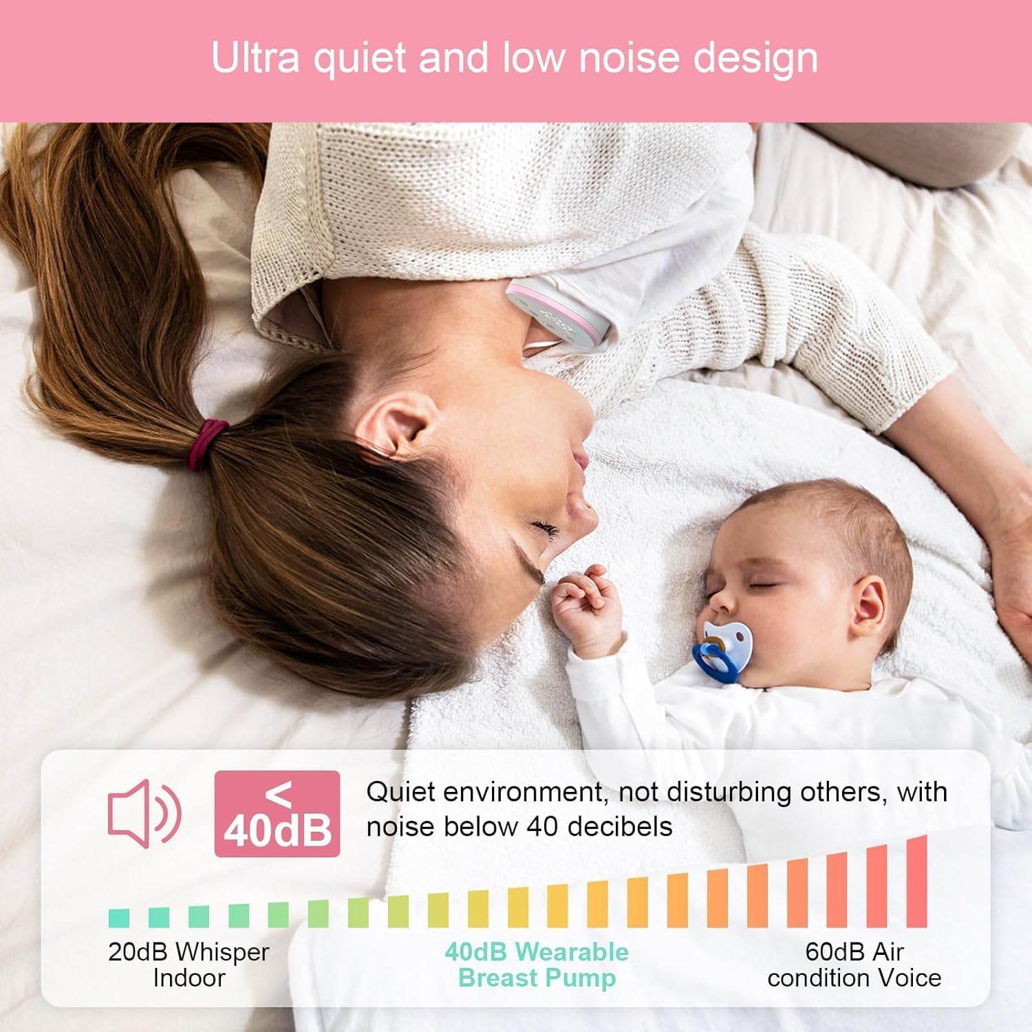 Breast Pump Hands-Free, Wearable & Portable Pump with Soft Doublefit Flange 24Mm, 3 Modes & 9 Levels Electric Breast Pump Portable for Easy Pumping, Smart Display (Pink, 2 Count)