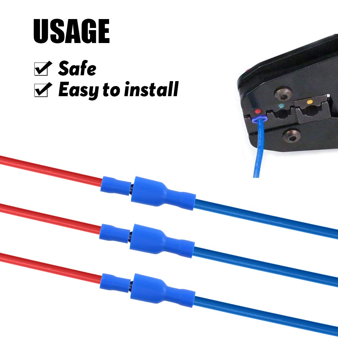 Hilitchi 100Pcs 16-14 Gauge Fully Insulated Male Female Spade Quick Splice Wire Terminals Wire Crimp Connectors Set image number 1