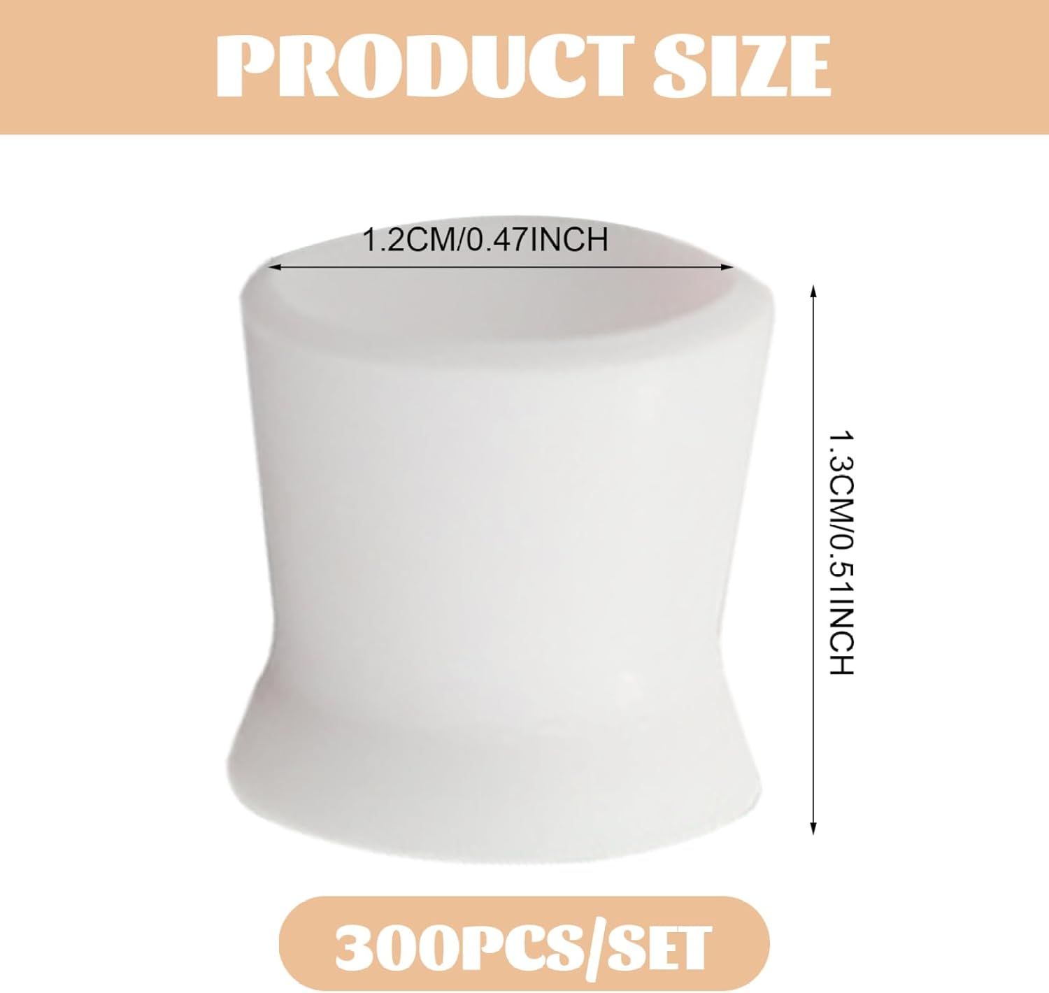 300Pcs Tattoo Ink Cups, Disposable Silicone Ink Caps 0.51X0.47" Food-Grade Silicone Pigment Cup Tattoo Supplies, White, Caps, Cups image number 3