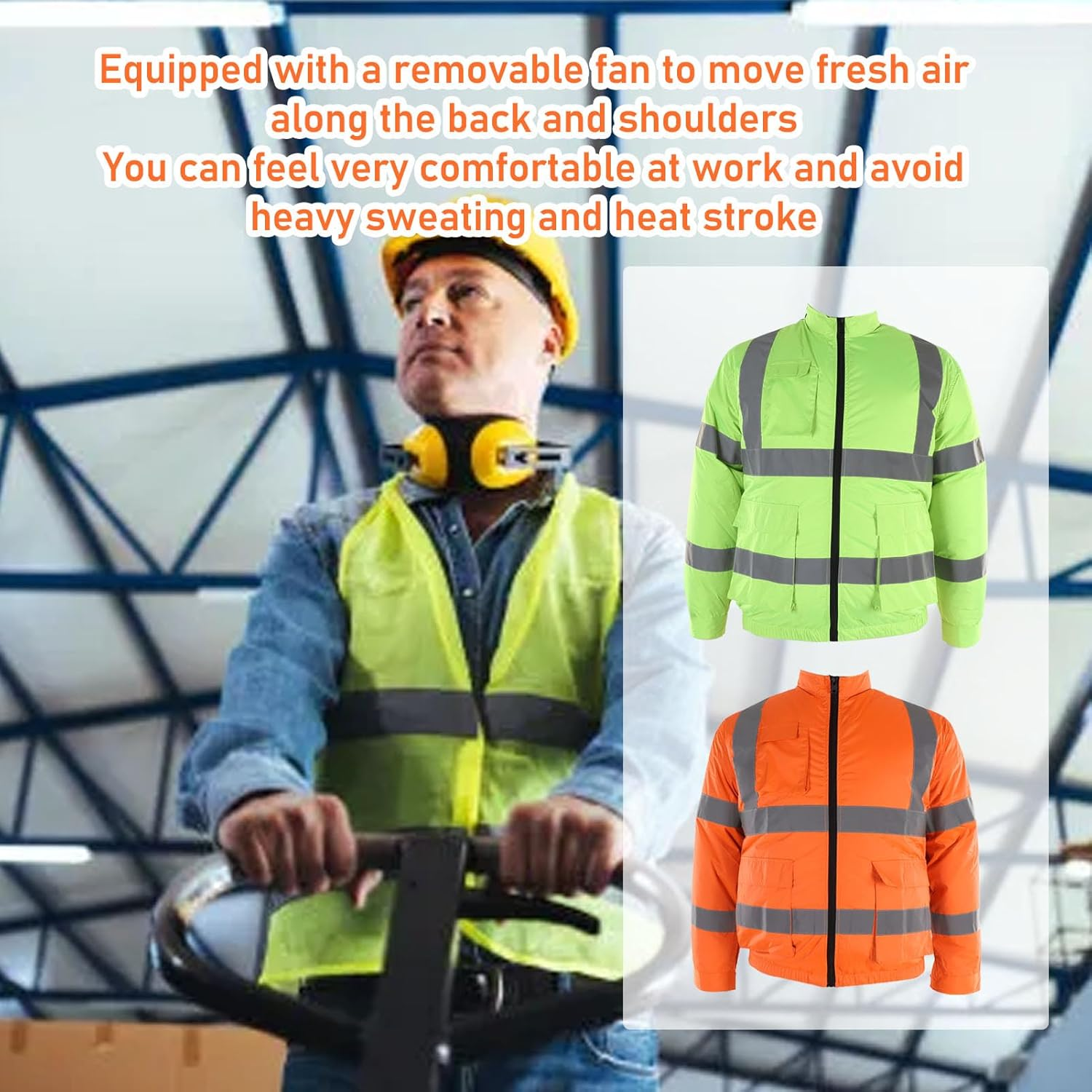 Cool Vest Wearable Cooling Fan Vest, Reflective Cooling Fan Clothes Jacket for Men Women, Fast Cooling Vest with 2 Fans for Working Fishing Hiking Outdoor (Fluorescent Green) image number 5