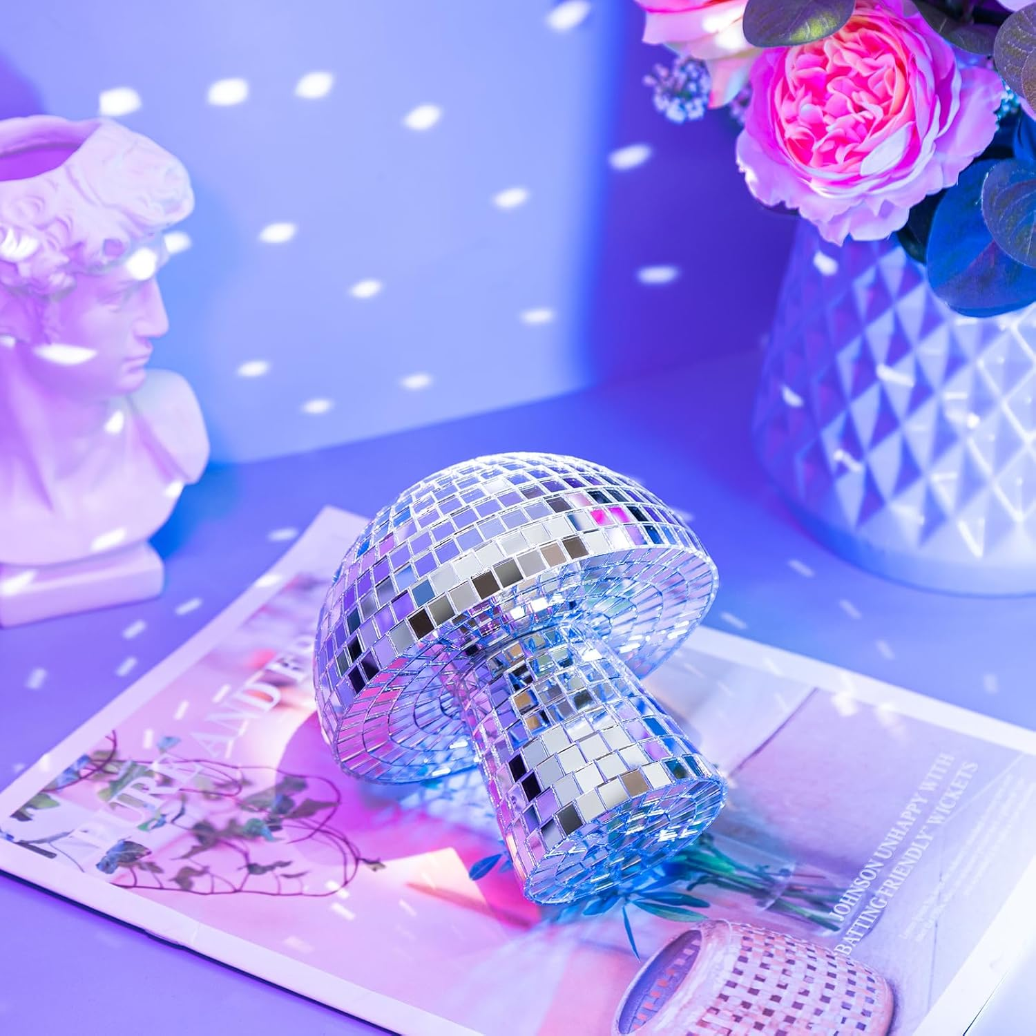 Silver Mushroom Disco Ball, Disco Mirror Reflective Ball, 4.8Inch Mushroom Disco Ball Lights for Unforgettable Home Parties and Stage Decor image number 4