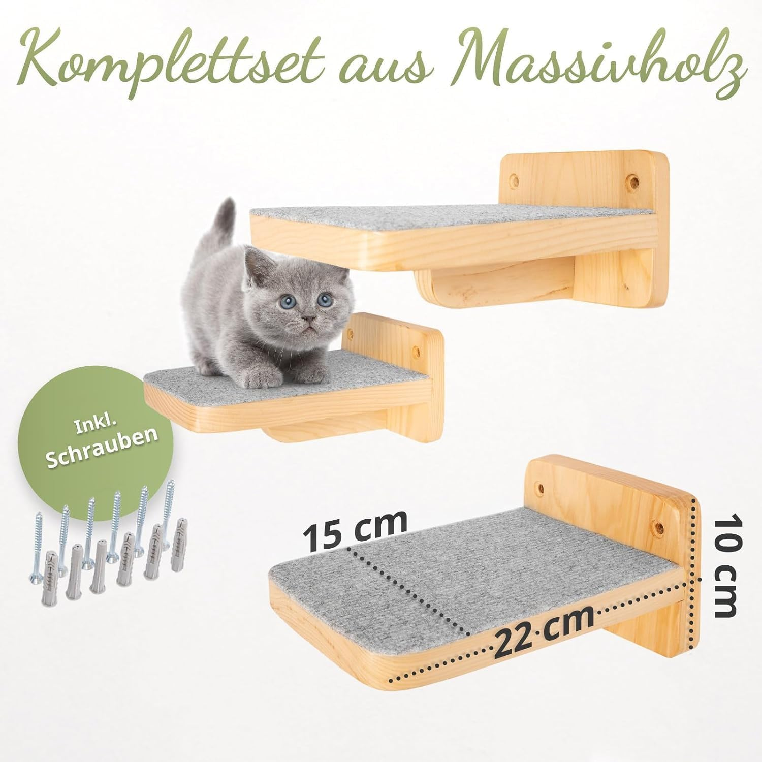 WOOWOOD&reg; Cat Climbing Wall | Cat Stairs Set of 3 | Cat Stairs Wall | Cat Climbing Wall Set | Cat Ladder | Cat Wall Climbing | Catwalk Cat | Cat Wall Climbing | M image number 1