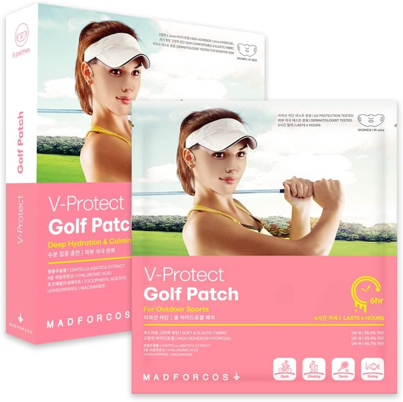 Daily Sunshield Golf Patch for Outdoor Activities, Hydrating, Lifting, Cooling Gel, Sun Protection Face Mask (5 Masks, M Size) image number 2