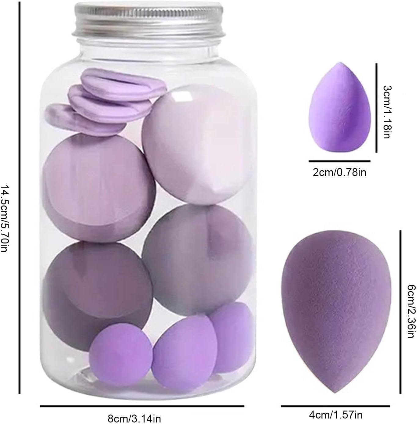 Makeup Sponge Set, Foundation Blending Makeup Blender, Makeup Sponges Blender Set, Beauty Sponge Foundation Blending Blender, Multi-Colored Makeup Sponges, Dry & Wet for Liquid Creams 14 Series image number 1