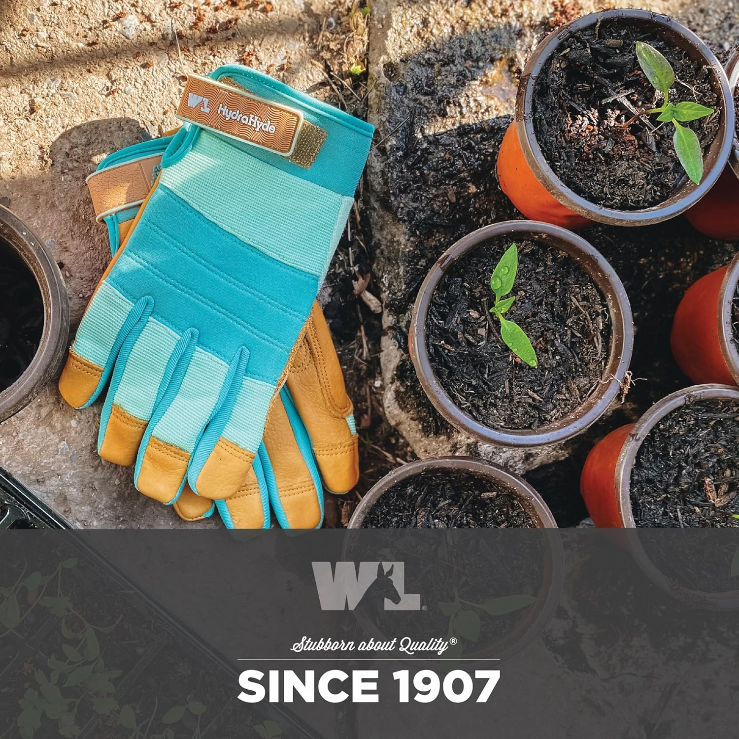 Wells Lamont Women'S Hydrahyde Water-Resistant Leather Palm Hybrid Work Gardening Gloves, Medium (Pack of 1) (3250M), Blue