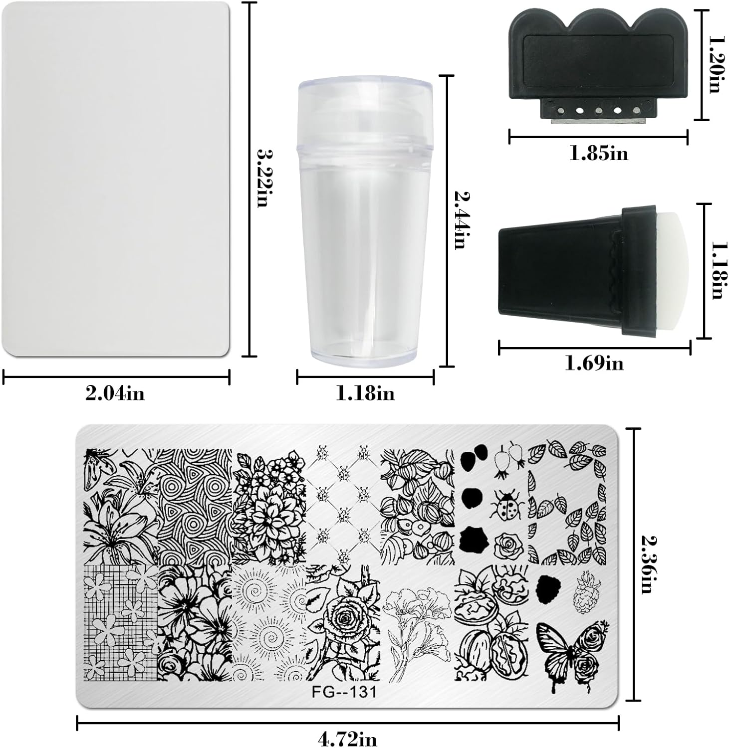 Addfavor Nail Stamper Kit 7Pcs Nail Stamping Plates Flower Geometric Mandala Animal Image Nail Stencils with 2 Stamp and 2 Scraper for Home Salon Manicure Design Supplies Tools