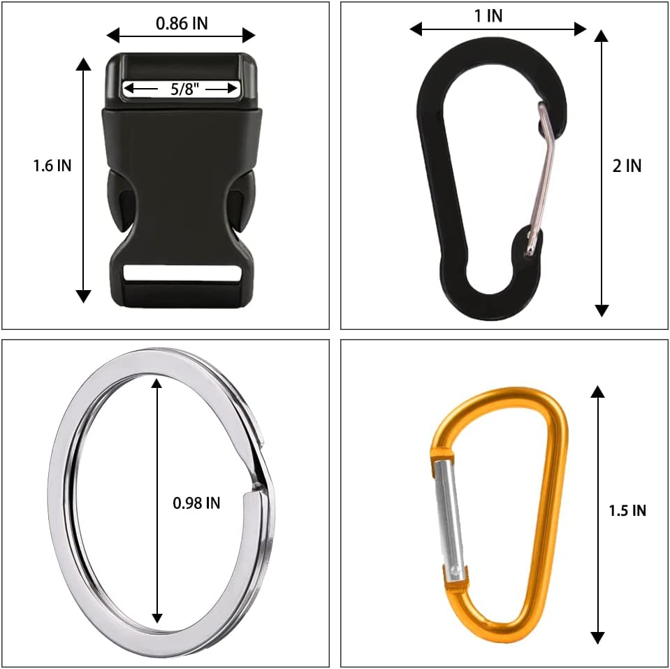 WEREWOLVES Paracord 550 Combo Crafting Kits - Survival Paracord Bracelet Rope Kits - Tent Rope Parachute Cord with Soft Tape Measure, Buckles, and Key Rings - Great Gift (STARRY SKY - 20Ft/Each Color) image number 3