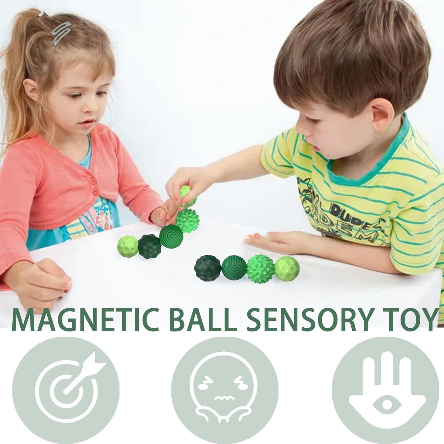 LUKIUP Pack of 8 Magnetic Fidget Toys, Magnetic Balls, Stress Ball, Silicone Sensory Toy, Magnetic Stress Ball with Silicone Case, Sensory Fidget Toy, Magnetic Balls (Green) image number 4