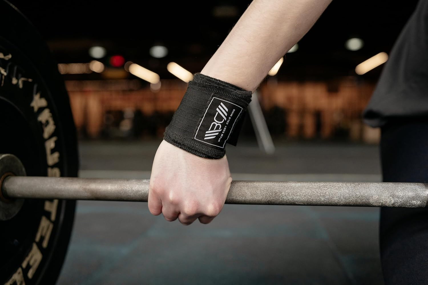 WARM BODY COLD MIND - Premium Cotton Weight Lifting Wrist Wraps for Cross Training, Powerlifting, Deadlift, Weightlifting, Gym, Wrist Straps, Workout, Fitness, Heavy-Duty Suppor (Black)