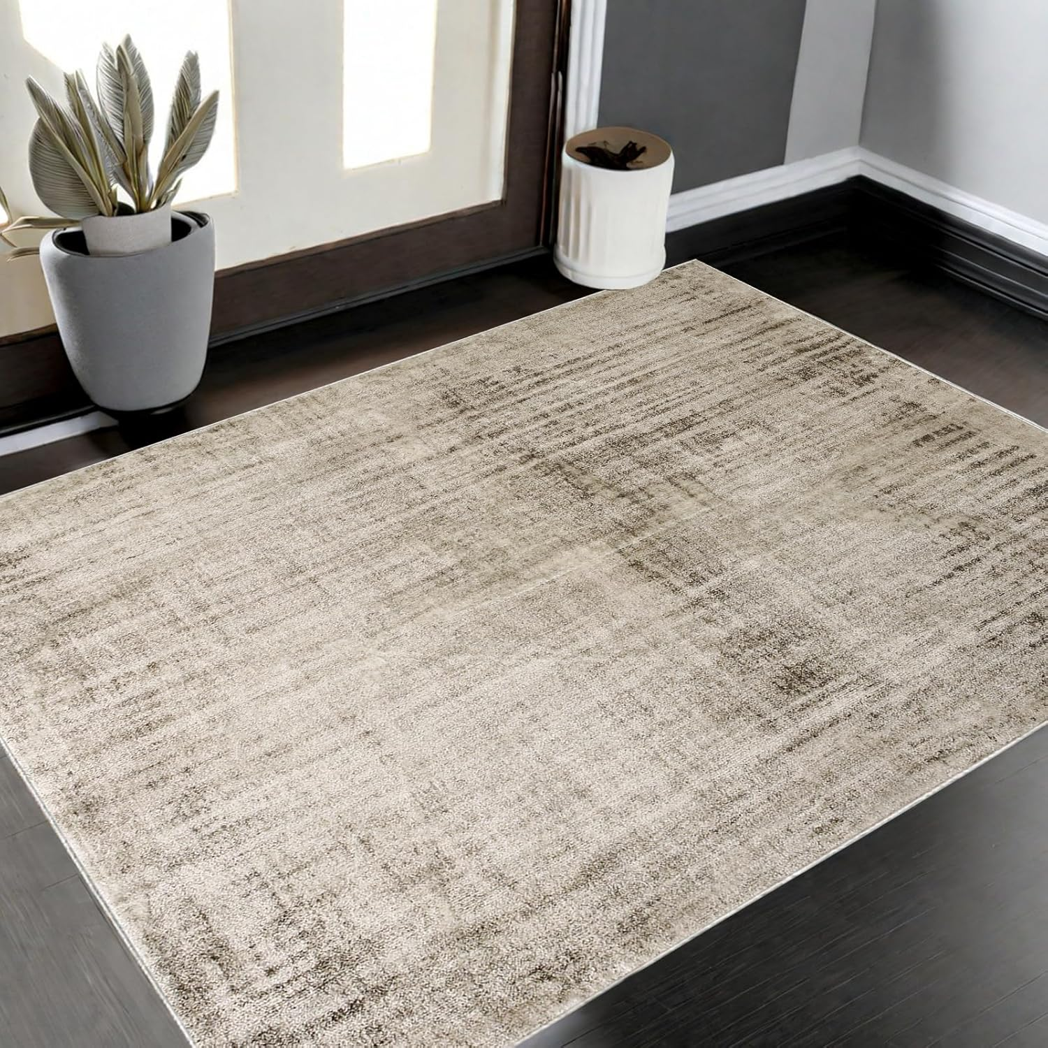 Tinyboy-Hbq Area Rugs Living Room Abstract Non-Slip Rug Modern Washable Carpet Soft Non Shedding Floor Mat Rugs for Bedroom Dining Room Decor (Abstract Beige Grey/Light Brown, 80&times;120 Cm) image number 6