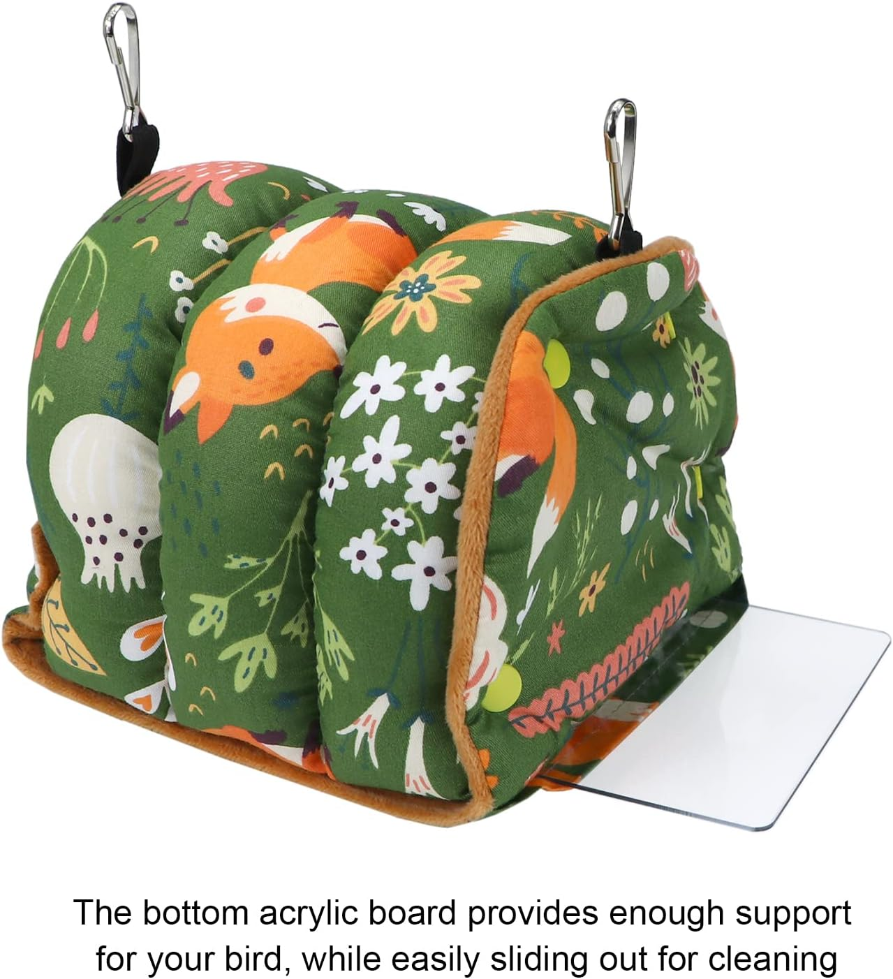 Wontee Bird Nest House Winter Warm Snuggle Hut Bird Bed Hanging Hammock for Parrots Budgies Parakeets Caique Senegal Cockatiels Conures (Small, Green) image number 6