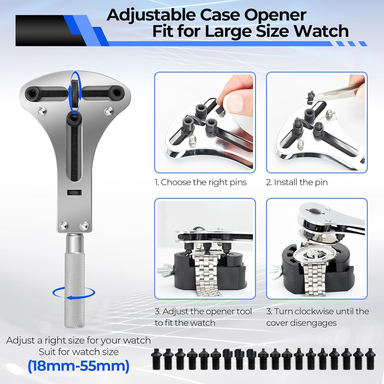 Watch Repair Kit, Ohuhu 192 PCS Watch Battery Replacement Tool Kit, Watch Link Removal Tool, Watch Back Remover Tool, Watch Tool Kit, Professional Watch Repair Tools with Carrying Bag, User Manual image number 5