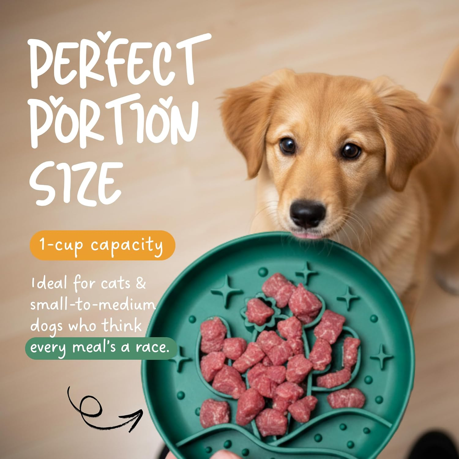 Tails & Whiskers Slow Feeder Dog & Cat Enrichment Bowl, Maze Rainbow Pattern anti Gulping Pet Food Bowl, 19 Cm (Blue) - Blue image number 3