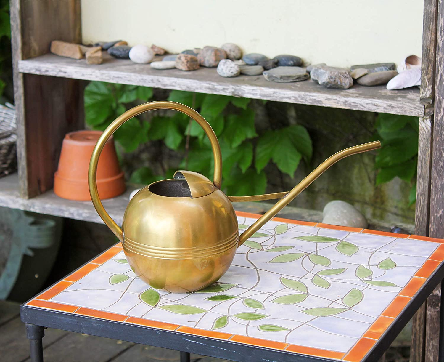 Achla Designs WC-01 Brass Metal Small Watering Can Houseplants image number 2