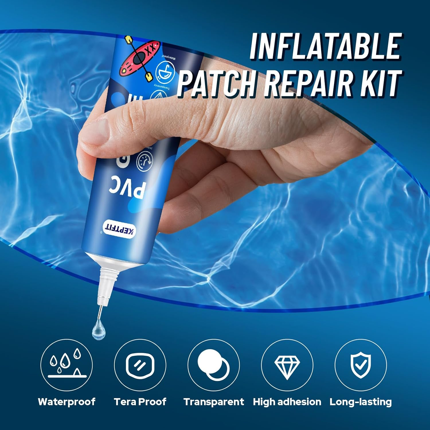 120Ml Air Mattress Patch Kit, Transparent Air Mattress Repair Kit, Inflatable Patch Repair Kit for PVC Inflatable Toy, Pool Liner Patch Kit Inflatable Boat, Swimming Circle, Tent,Quick Repair image number 5