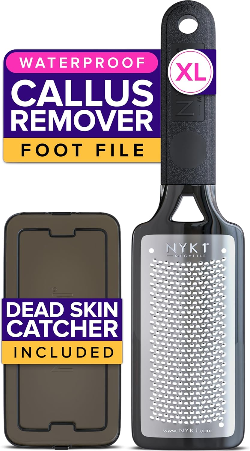 RUSTPROOF Foot File Callus Remover for Feet with Skin Catcher (XL Size) NYK1 MEGAFILE Foot Callus Remover for Wet & Dry Use - High-Performance Feet Scrubber with Textured Grip for Non-Slip Control image number 4