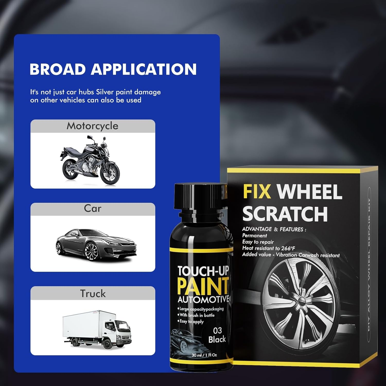Matte Black Rim Touch up Paint, Rim Repair Kit Curb Rash, Wheel Touch up Paint for Quickly Fix Rim Scratches, Chips, Curb Rashes and Surface Damage