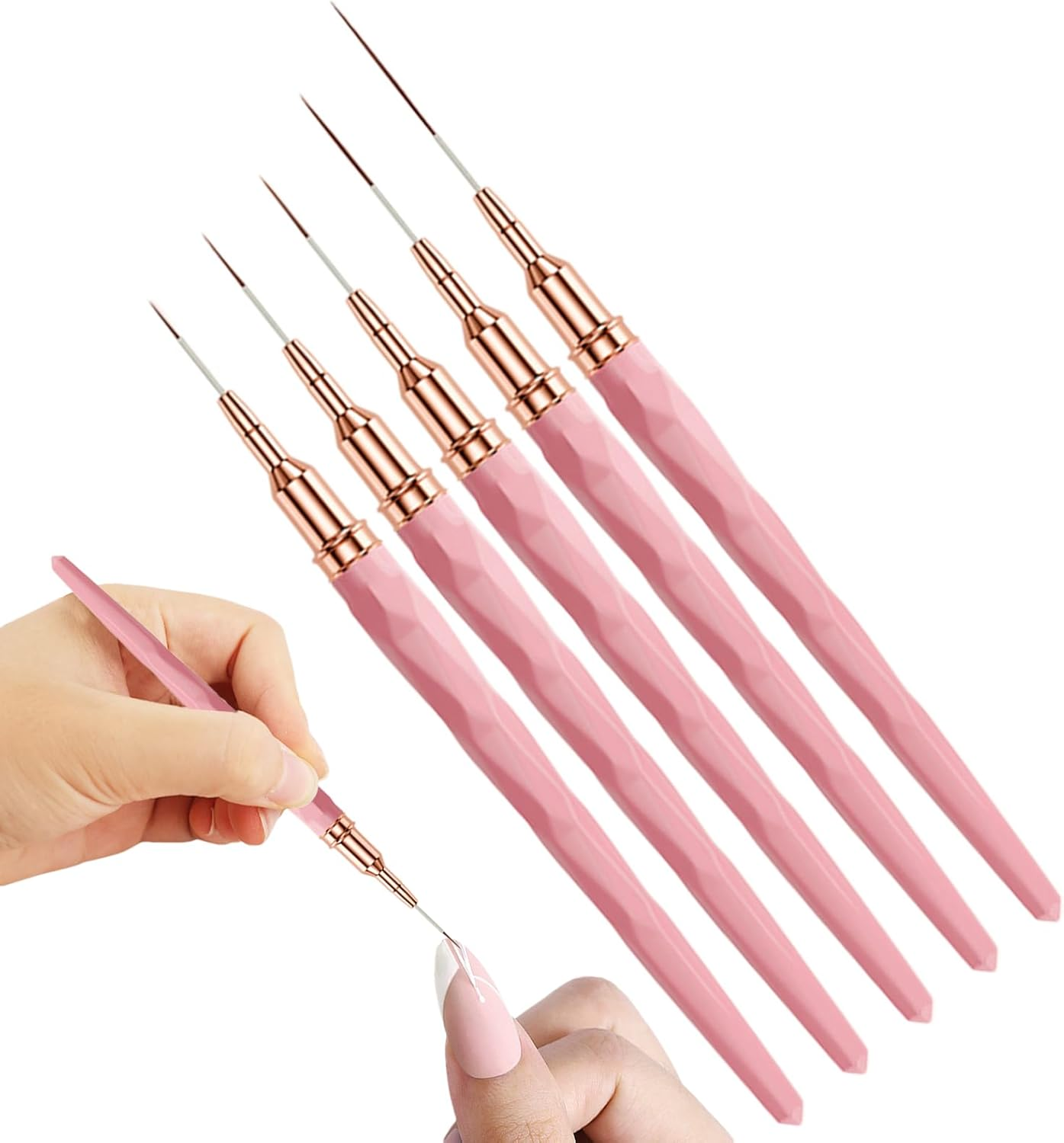 Nail Liner Brush Set, Fine Tip Detail Brushes, 5-Piece Gel Polish Art Tools, Precision Sizes, Nails Design Brushes for Long Lines, Thin Outlines, and Drawing, 5.28 Inches