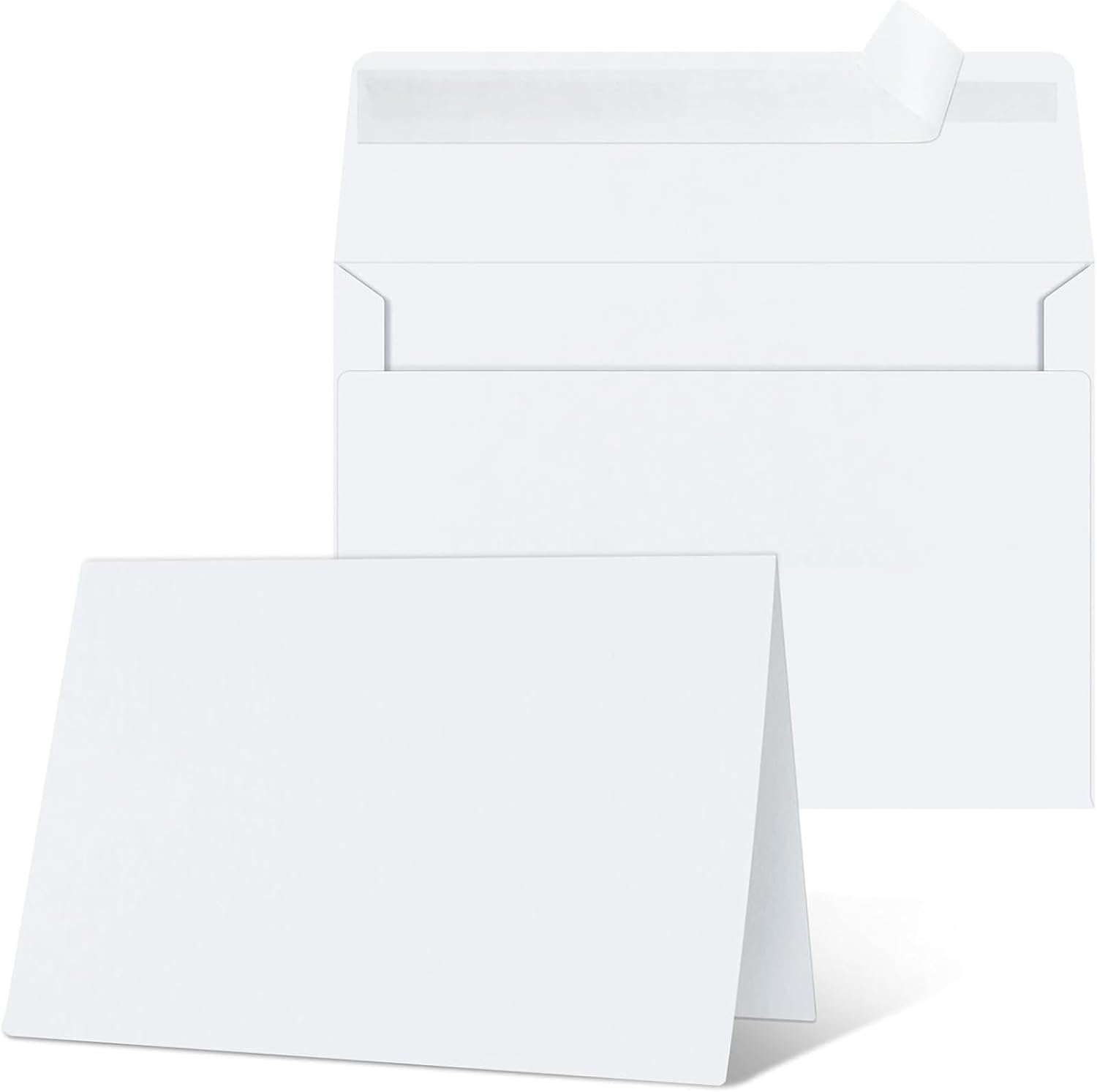 50 Pack Premium White Envelopes & Blank Folded Cards Kit - 7.2"X5.2" Envelopes & 5"X7" Cards for DIY Greeting Cards, Invitations, Wedding, Birthday, Thank You Cards