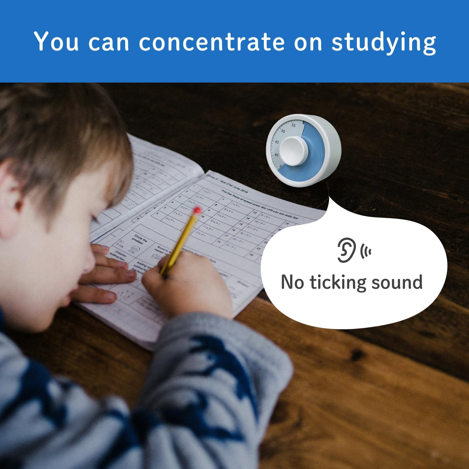 Sology Mirai Timer, a round Visual Timer for Studying, Cooking, Meetings, Task Management, Fitness, and Muscle Training. Cute and Stylish, Perfect for Desktop Use. Blue. image number 1