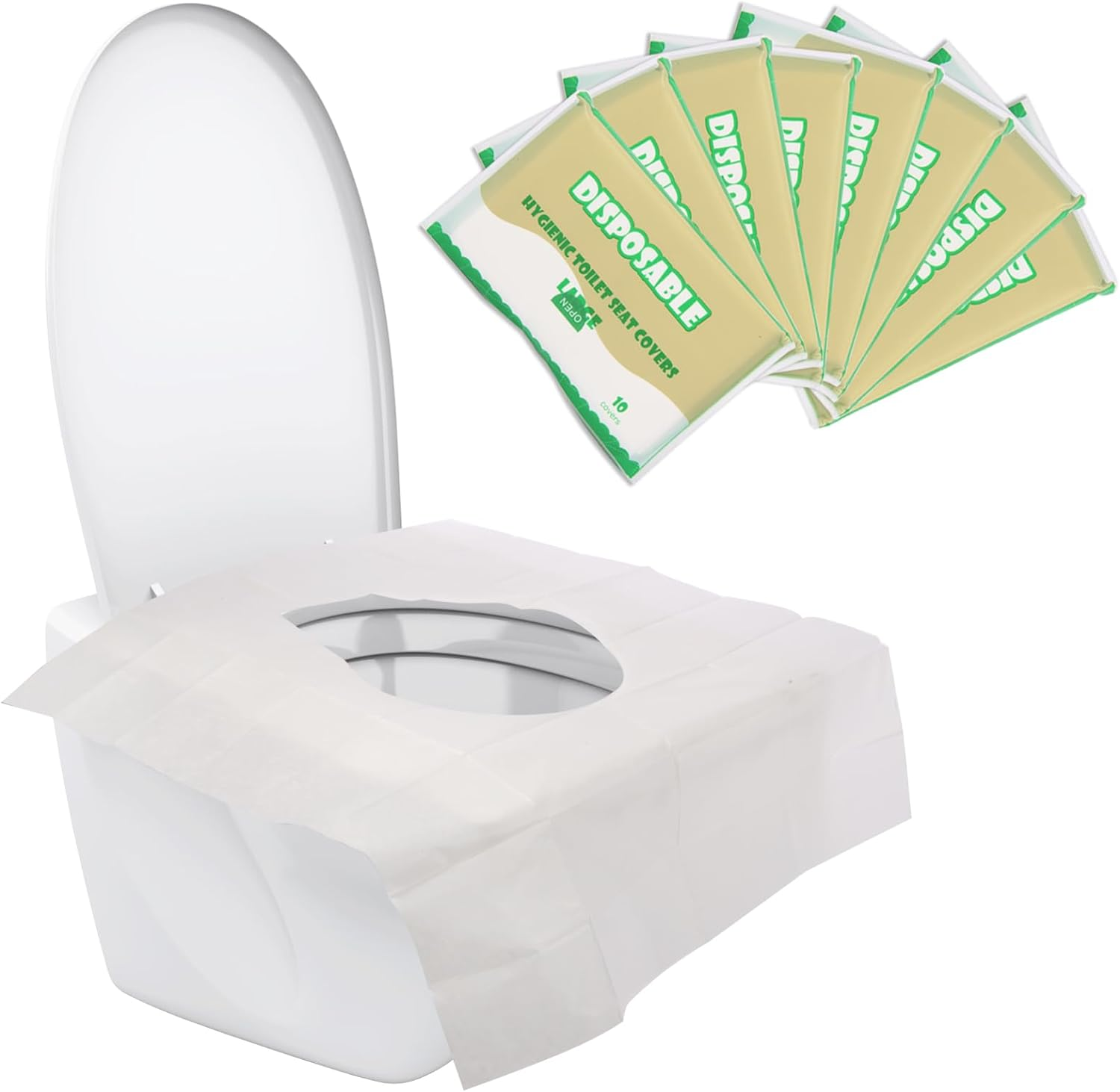 Toplive 80Pcs Toilet Seat Cover Disposable, Anti-Slip Waterproof Toilet Seat Liner for Kids Potty Training and Adult, Toilet Seat Mat Individually Wrapped, Travel Essentials for Public Restrooms image number 1