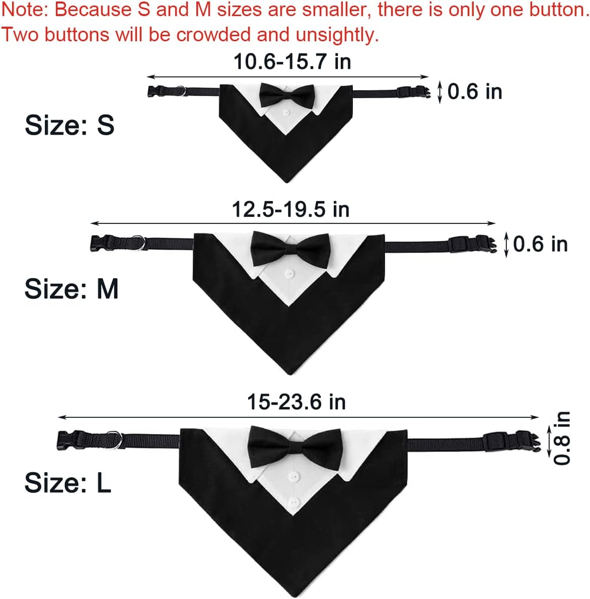 Formal Dog Tuxedo Wedding Dog Bandana Collar Birthday Puppy Costume with Bow Tie Adjustable Pet Bowtie Collar Bandana, Dog Party Tux Suit for Small Medium Large Dogs Cats, Christmas Dog Outfit (M) image number 1