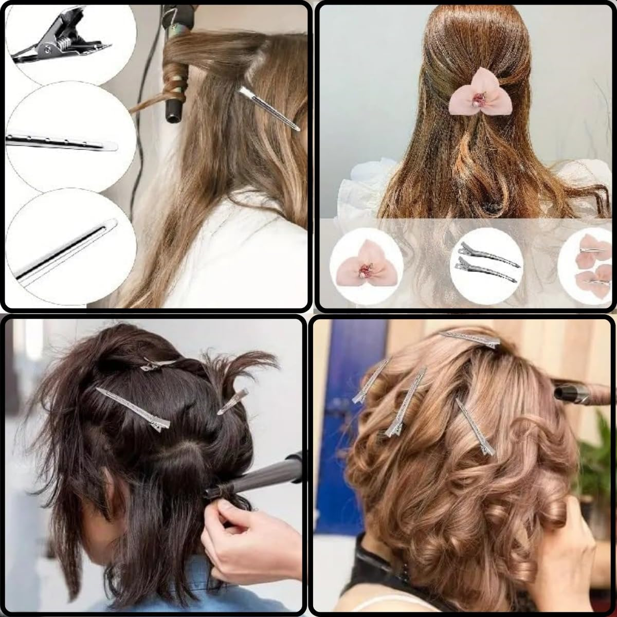 Guoguiming 40 Pcs Metal Duck Billed Hair Clips,For Hair Styling, Cutting, Blow Drying & Makeup - Ideal for Home and Salon Use, Silver（9Cm） image number 2