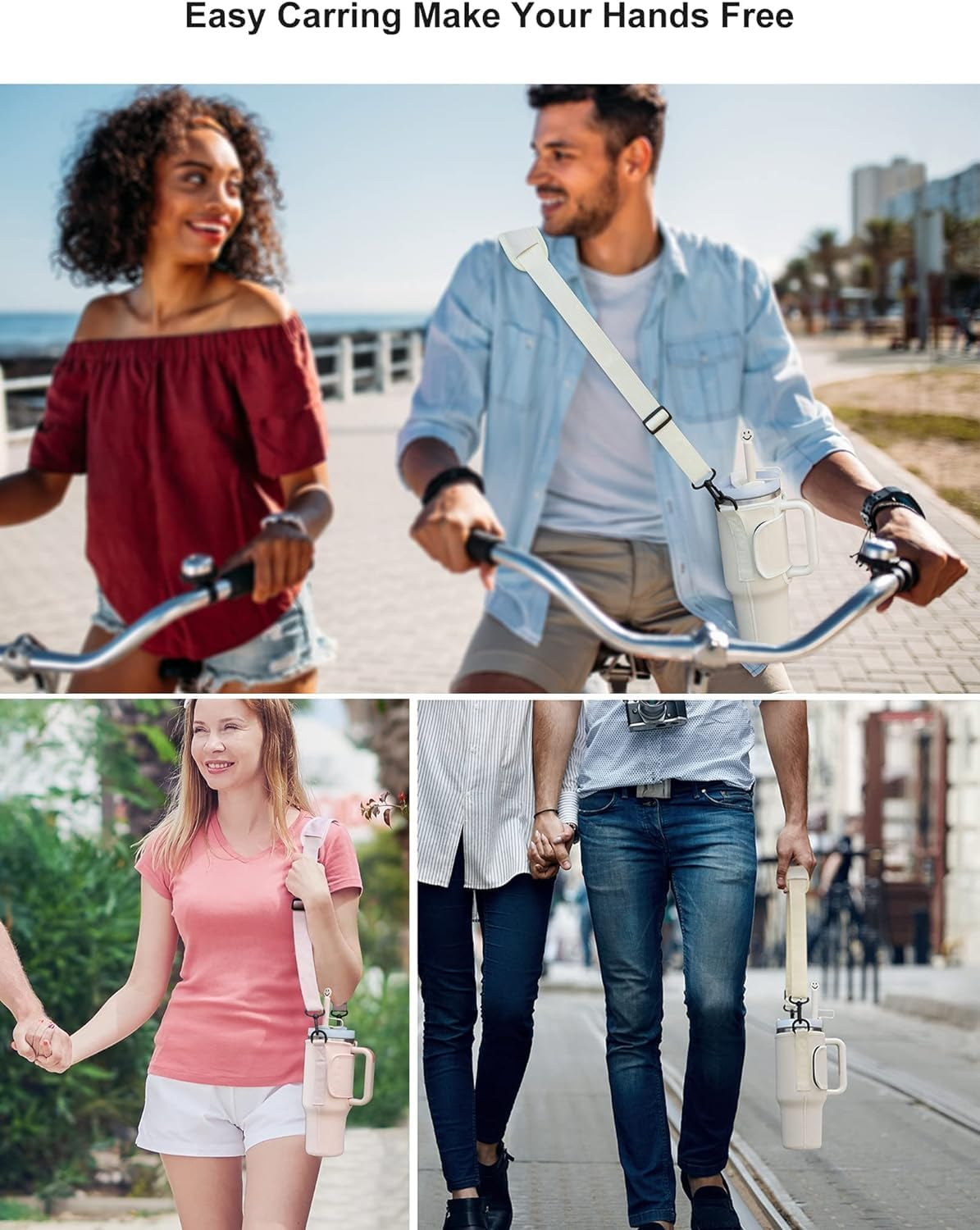 Water Bottle Bag for Stanley 40 Oz Tumbler with Handle, Stanley Cup Accessories with Adjustable Shoulder Strap, Straw Cover & Carrier Clip for Walking Hiking Camping