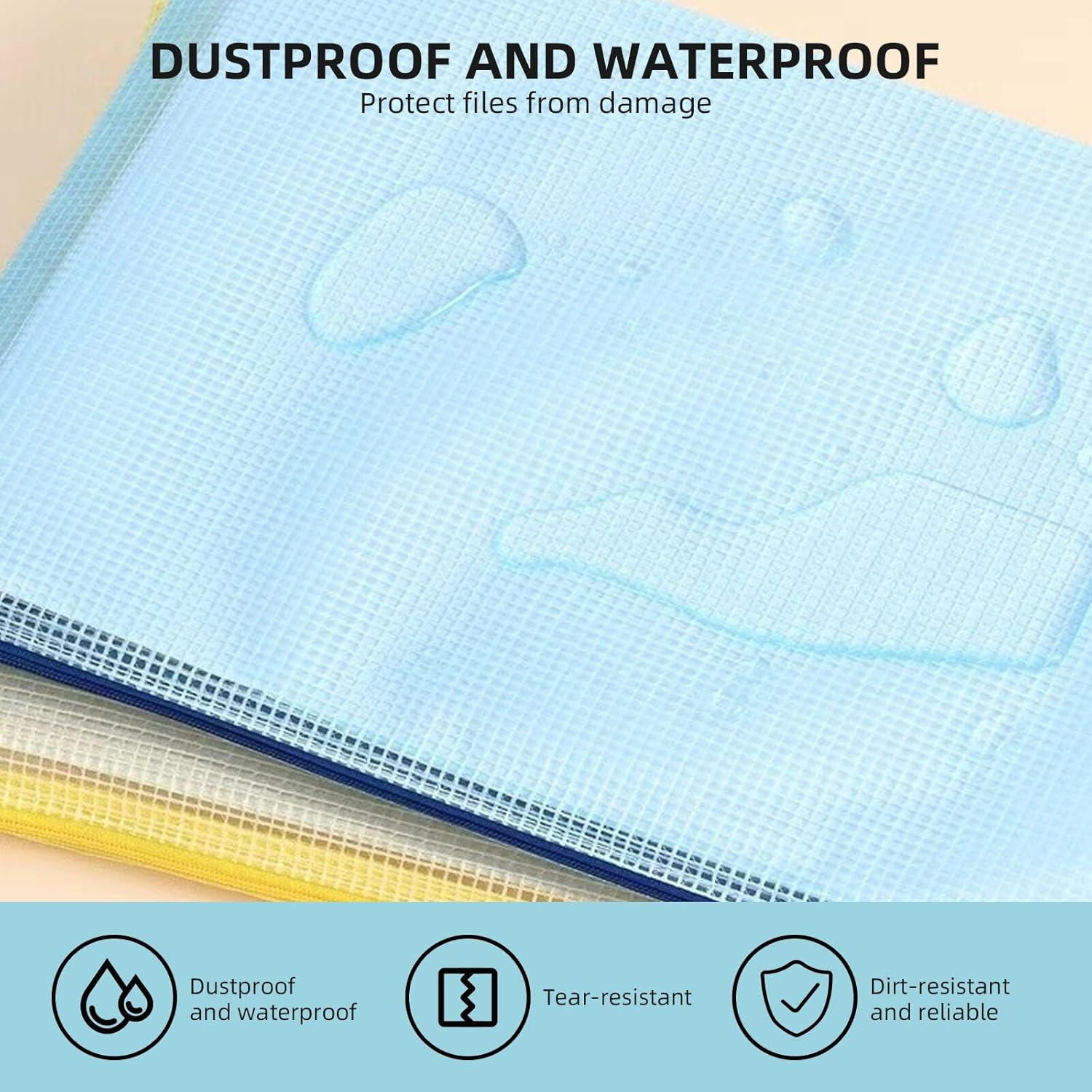 30 Mesh Zipper Bags, 3 Sizes, 5 Colors, Waterproof Plastic Zipper Bags for Office, School, Game File Storage image number 3