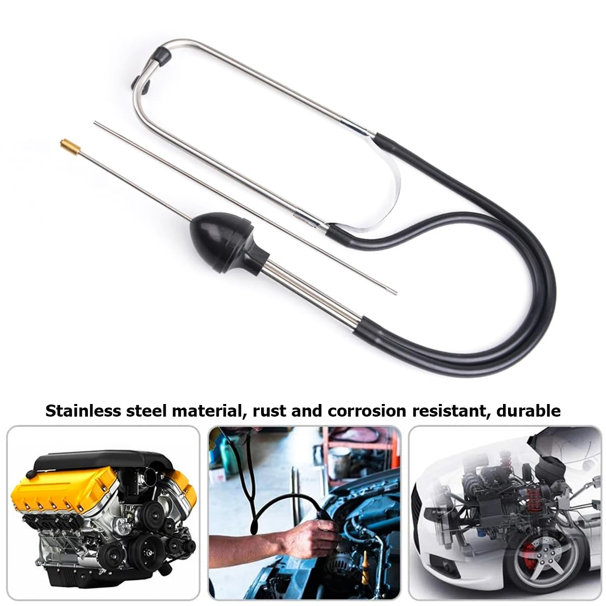 2PCS Car Mechanic Stethoscope, Stainless Steel & ABS, Universal Diagnostic Hearing Tool for SUV Truck RV Motorcycle image number 1