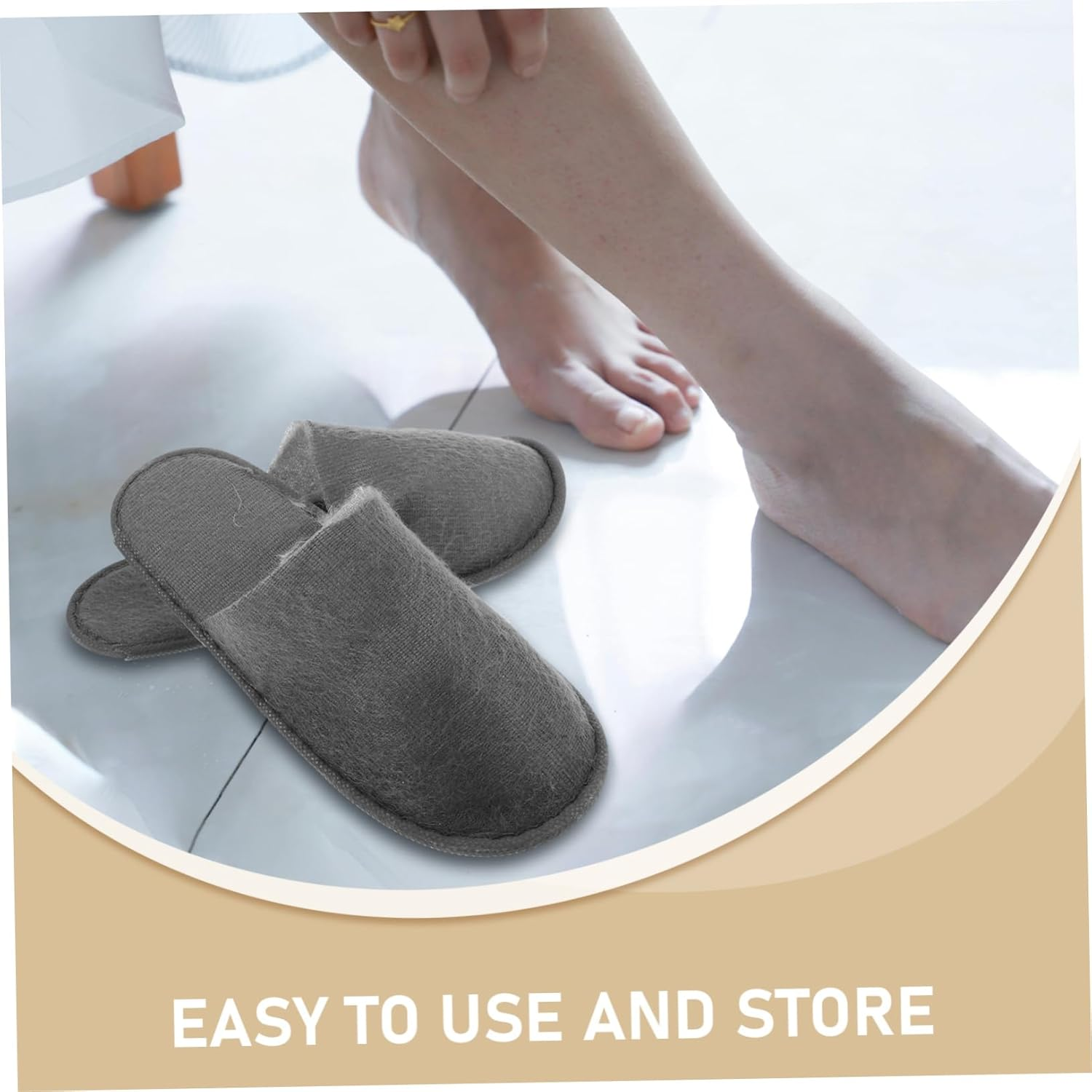 LIFKOME Disposable Spa Slippers Non Slip Lightweight Hotel Guest Footwear for Indoor Use Simple Style with Stain Resistant Surface Comfortable and Convenient Travel Shoes image number 4