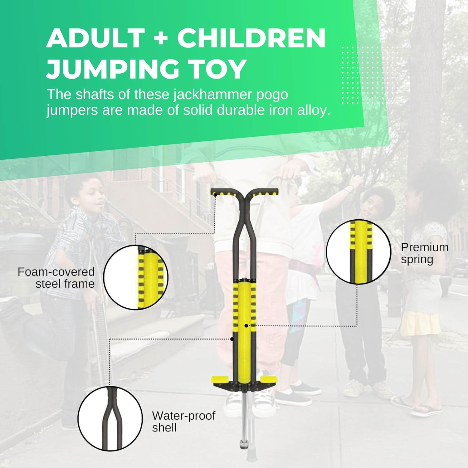 Black and Yellow Pogo Stick - Children'S Large Jumping Jackhammer Toy image number 1