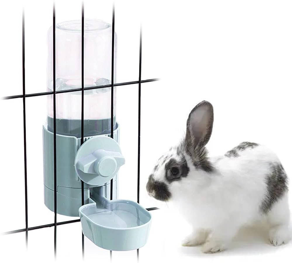Oncpcare 1L Automatic Rabbit Food Dispenser, Rabbit Food and Water Bowls, Small Pet Feeder with Lid, Great for Rabbits, Ferrets, Cats, Birds