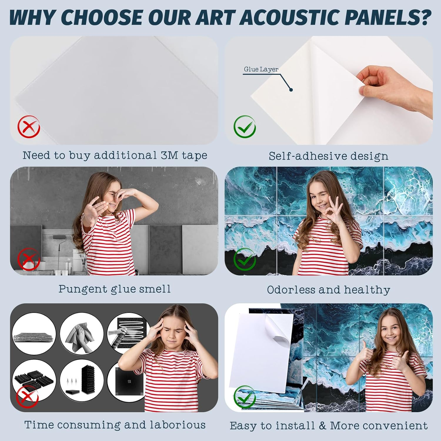 8 Pack Acoustic Panels, Soundproof Wall Panels, 48X32Inches Sound Proof Panels for Walls, Sound Absorbing Wall Art Decorative, Sound Dampening Panels for Recording, Home Studio(Black Beach) image number 6