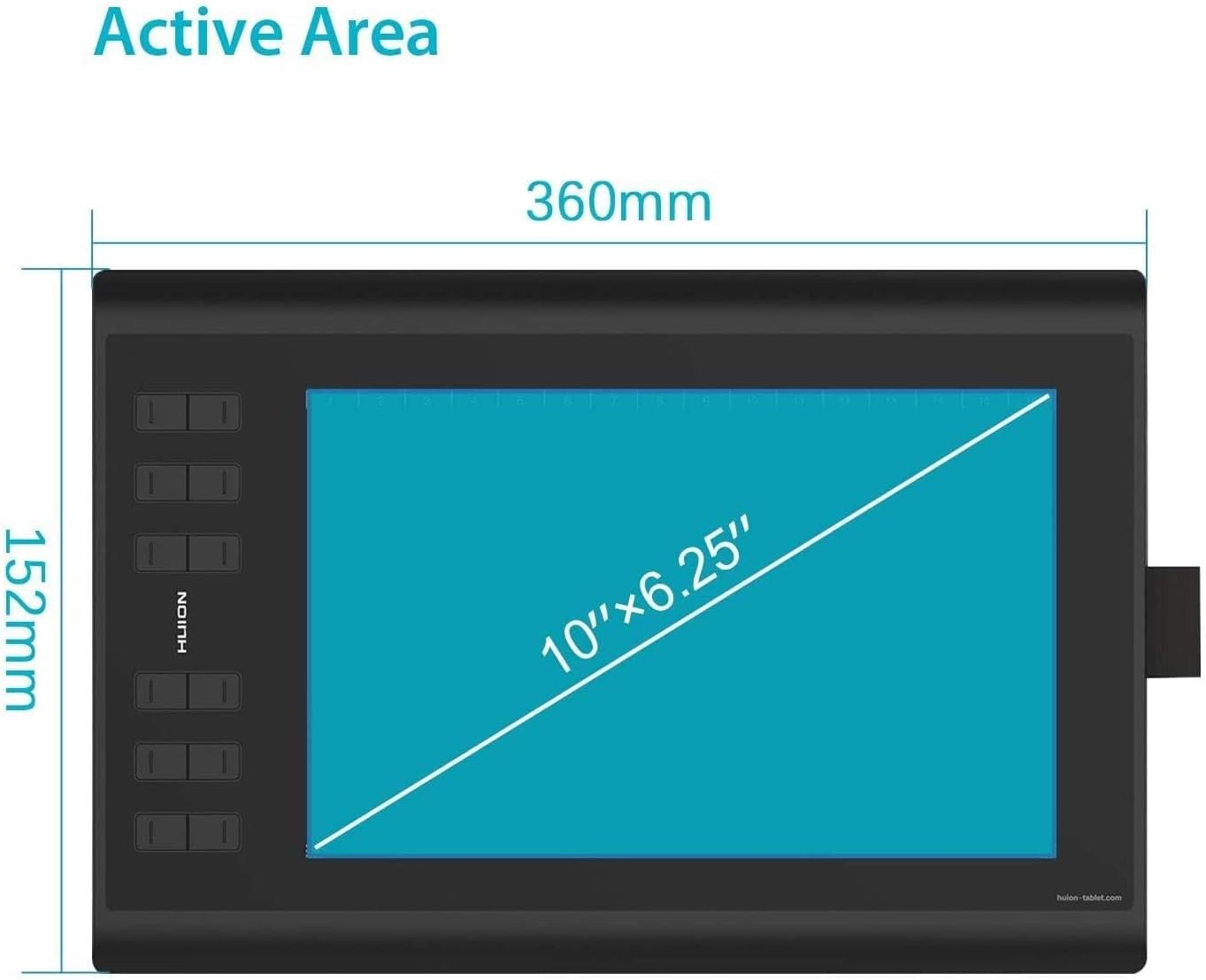 HUION Inspiroy H1060P Graphics Drawing Tablet 10 X 6.25 Inch with 8192 Pressure Sensitivity Battery-Free Stylus and 12 Customized Hot Keys, Digital Art Tablet for Mac, Windows PC and Android